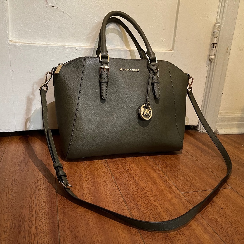 Michael KORS olive green Ciara satchel